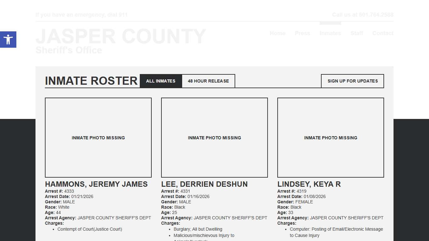 Inmate Roster Jasper SO